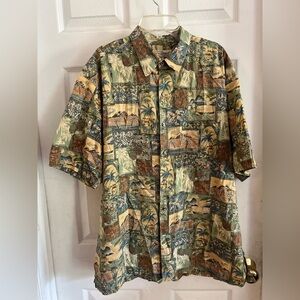 Tori Richard Tropical Multicolor Button Down Shirt Men Large Hawaii Beach Camp